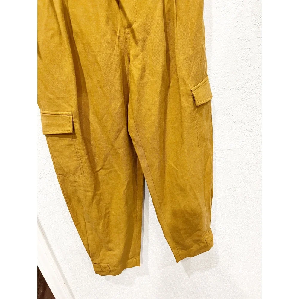 Banana Repulic Tencel Linen Tapered Cargo Pants Mustard New Bronze Pants Size 4